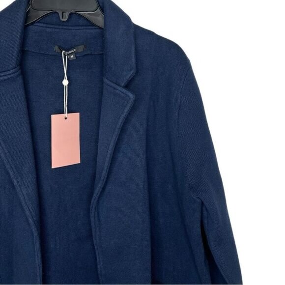 Quince Navy 100% Organic Cotton Knit Open Front Blazer Size Medium - Picture 7 of 11
